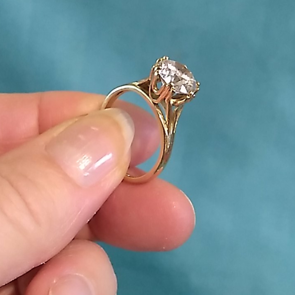 14K Yellow Gold 3 ctw "Diamond" Solitaire Ring